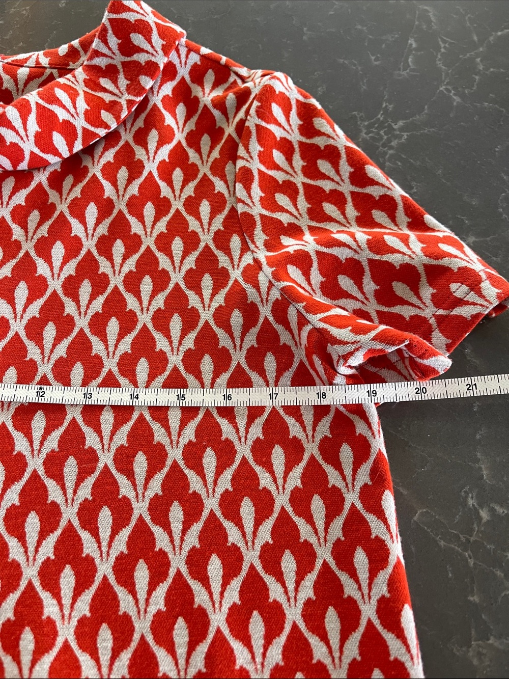 Tyler Boe Kristen Knit Shift Dress with Orange and White Mod Pattern- size M - Picture 3 of 8